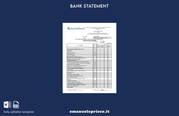 modello Excel di estratto conto della banca di accesso dell'Azerbaigian in stile